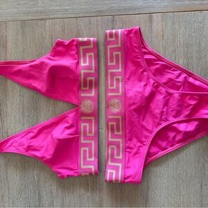 Versace Fuchsia and Gold Swimwear